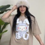 تیشرت باکسی لبوبو کرم کد11036