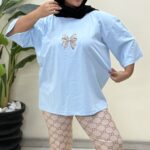 تیشرت شلوار قواره دار پاپیون پک۶عددی کد10453